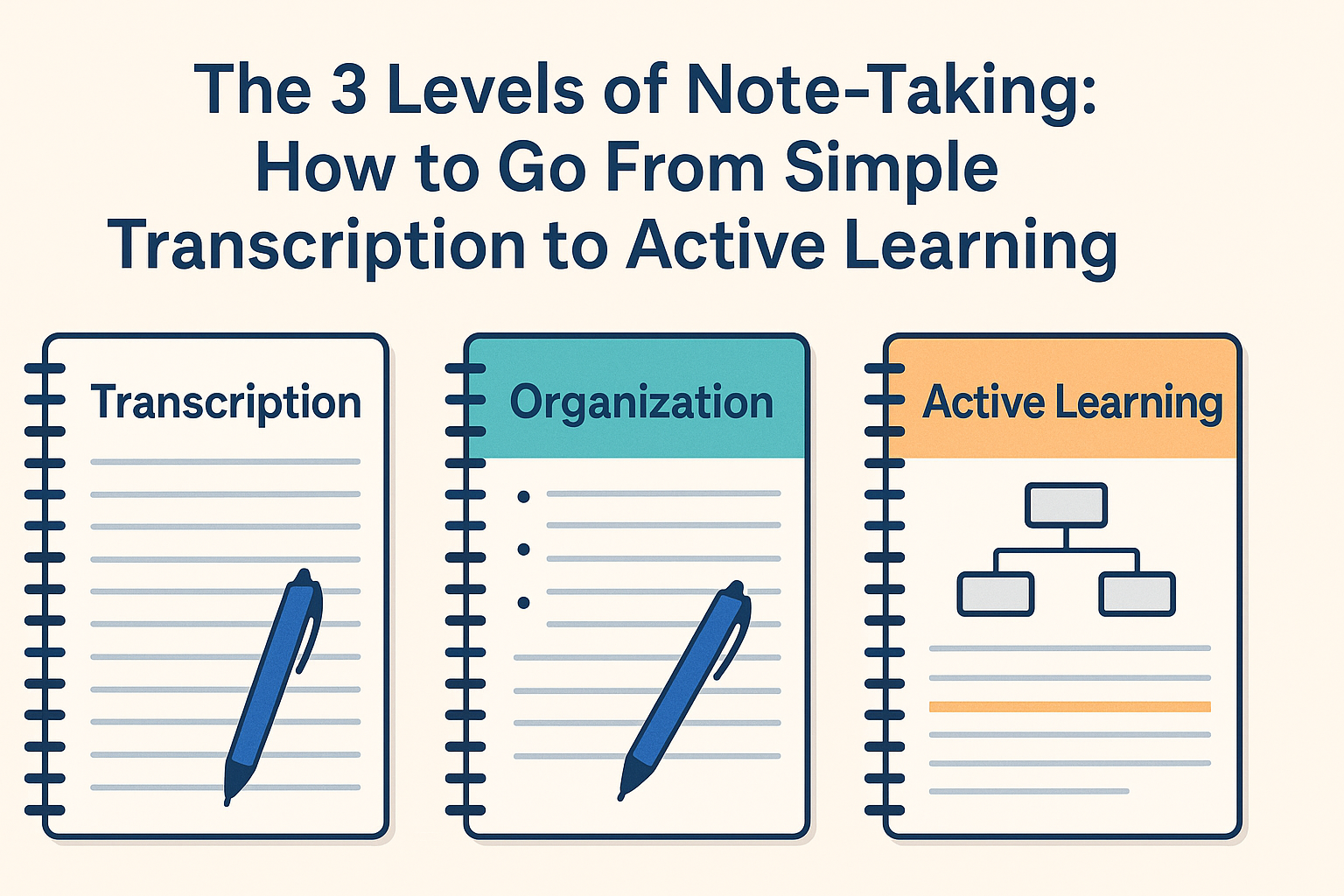 Hero image for The 3 Levels of Note-Taking: How to Go From Simple Transcription to Active Learning